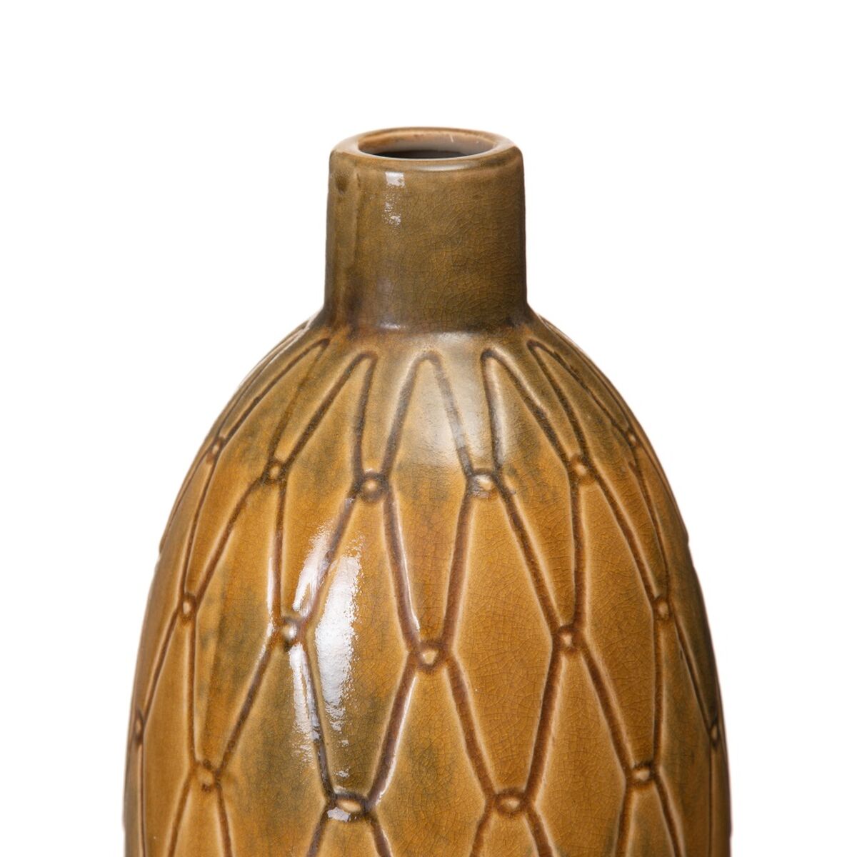 Vase aus Keramik 17 x 17 x 35 cm Senf