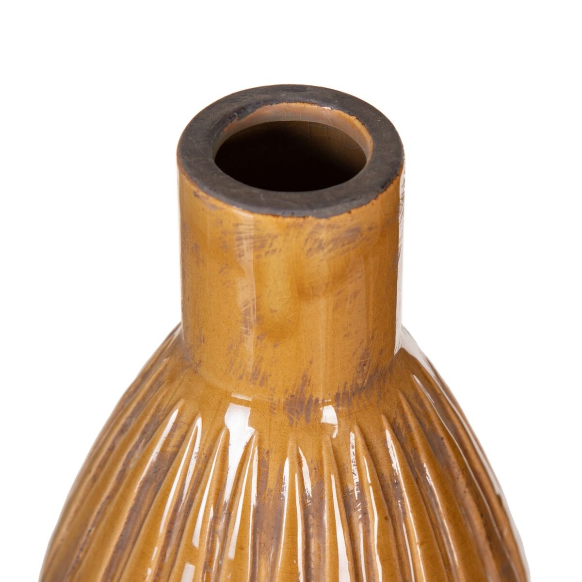 Vase 16,5 x 16,5 x 30 cm aus Keramik Senf