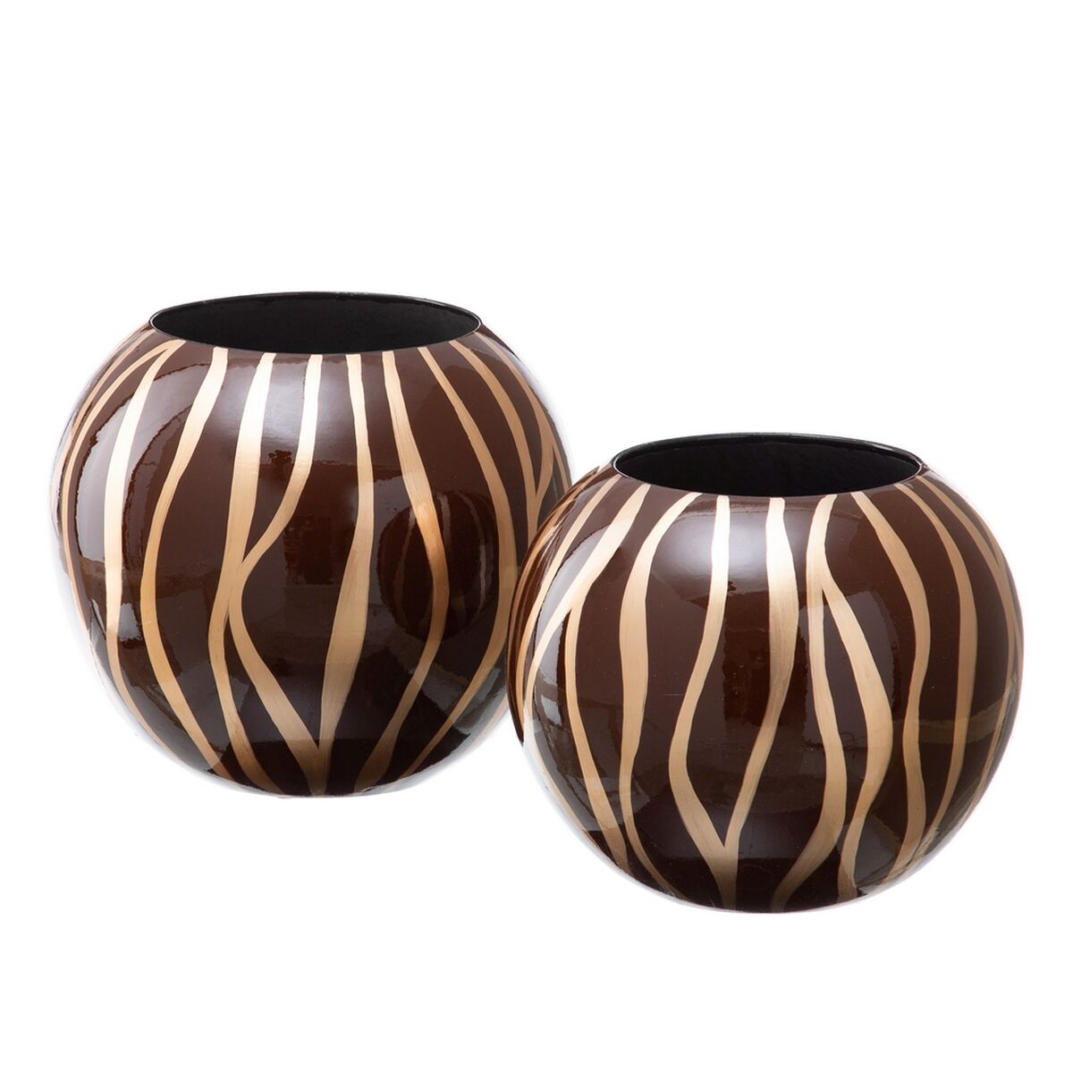 Vase 24,5 x 24,5 x 20 cm Zebra aus Keramik Gold Braun