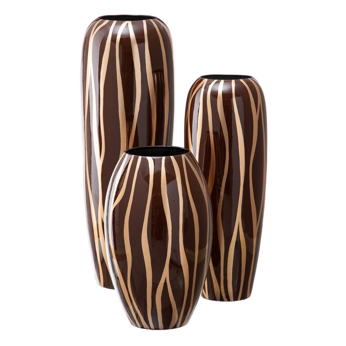 Vase 21,5 x 21,5 x 36 cm Zebra aus Keramik Gold Braun