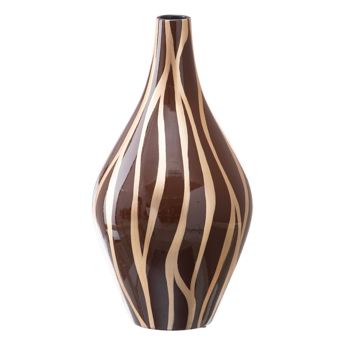 Vase Zebra aus Keramik Gold Braun 23 x 23 x 43 cm