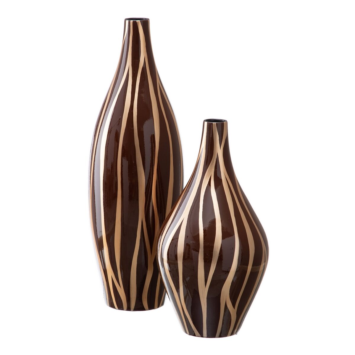 Vase Zebra aus Keramik Gold Braun 23 x 23 x 43 cm