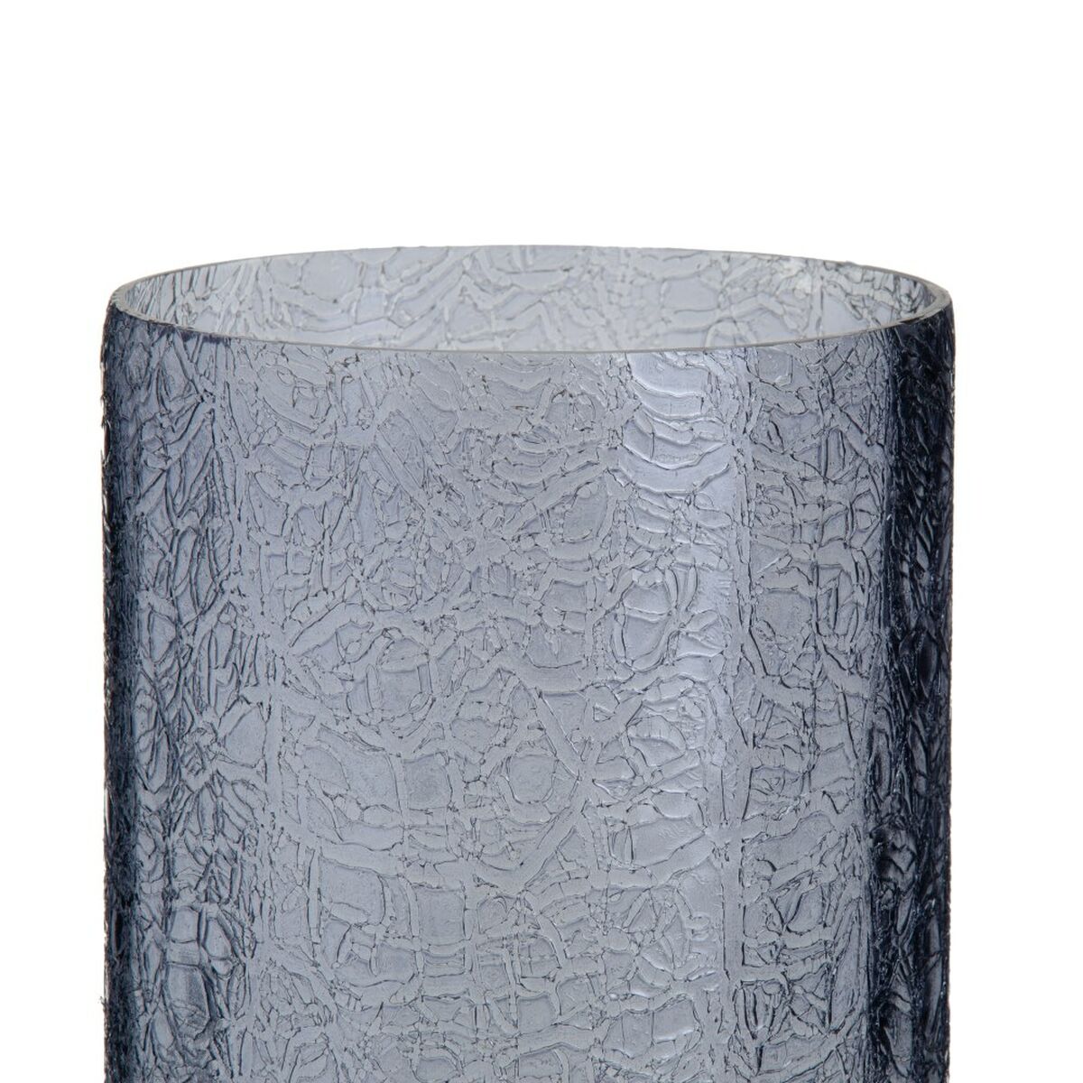 Vase 17 x 17 x 47 cm Kristall Grau Metall Silber