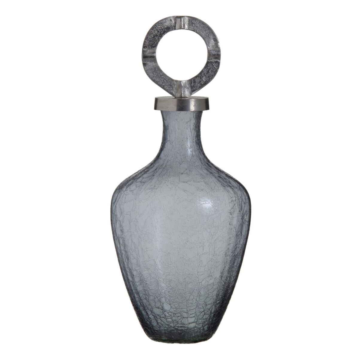 Vase Kristall Grau Metall Silber 23 x 23 x 47 cm