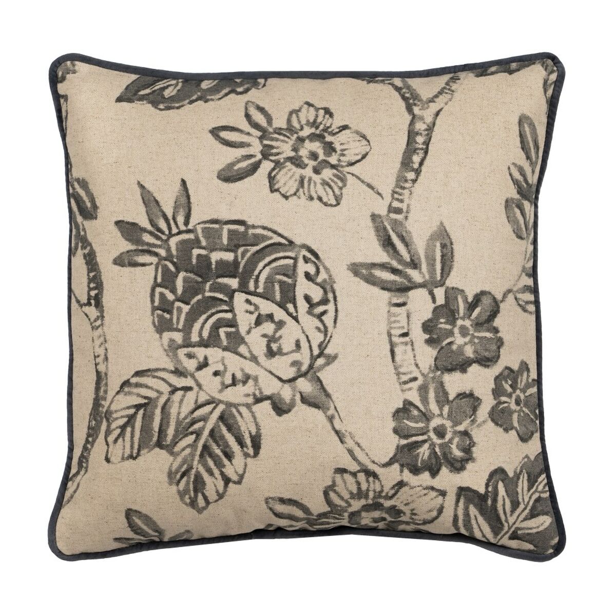 Kissen Beige Grau Blomster 45 x 45 cm