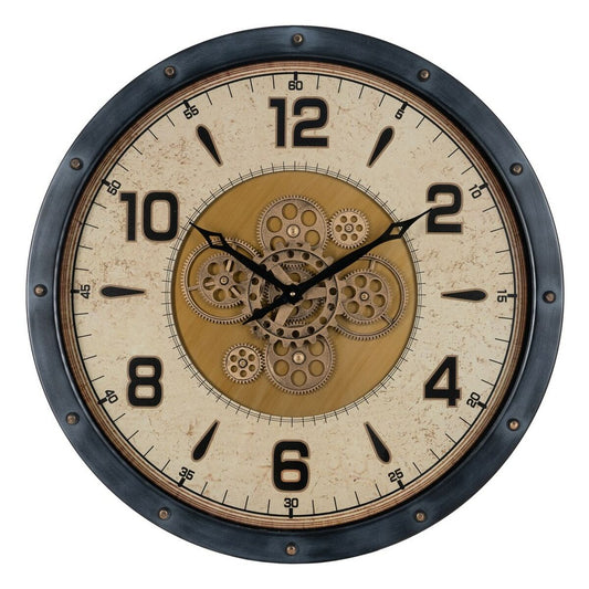 Wanduhr Schwarz Gold Kristall Eisen 72 x 9 x 72 cm (3 Stück)