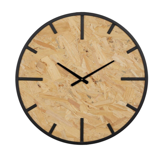 Wanduhr Schwarz natürlich PVC Eisen Holz MDF 60 x 4,5 x 60 cm