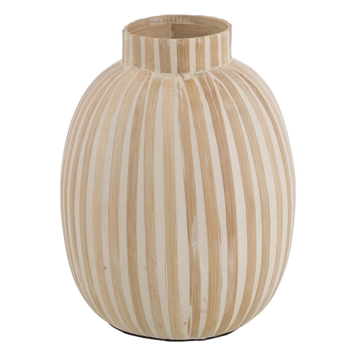 Vase Weiß Beige Bambus 22 x 22 x 28 cm