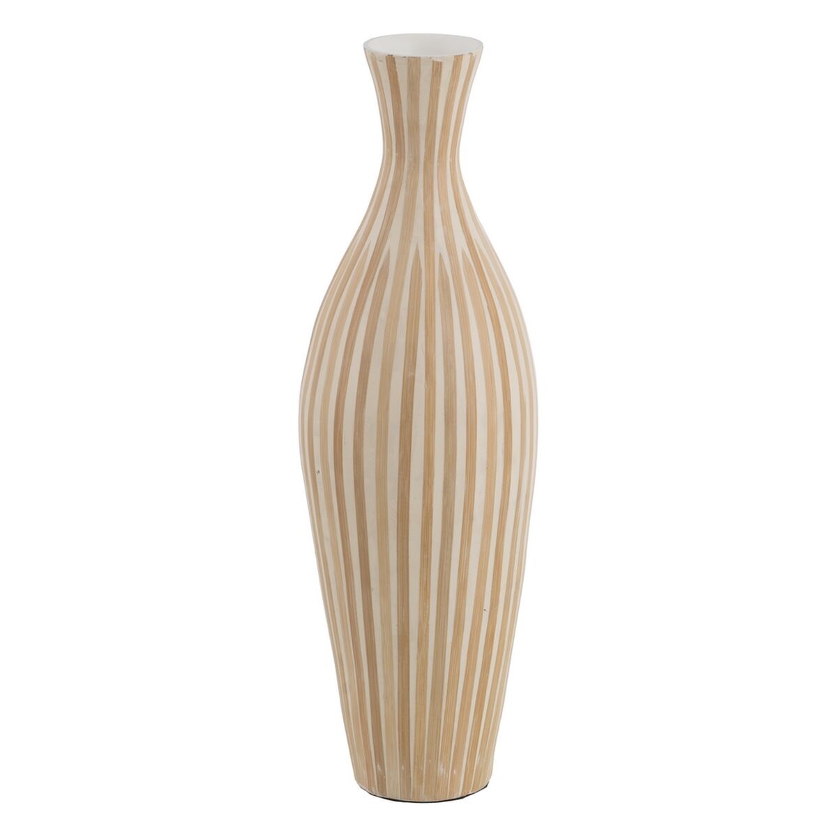 Vase Weiß Beige Bambus 20 x 20 x 64 cm