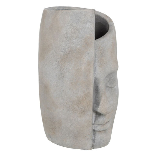 Blumenvase Grau Zement Gesicht 21 x 18 x 32,5 cm