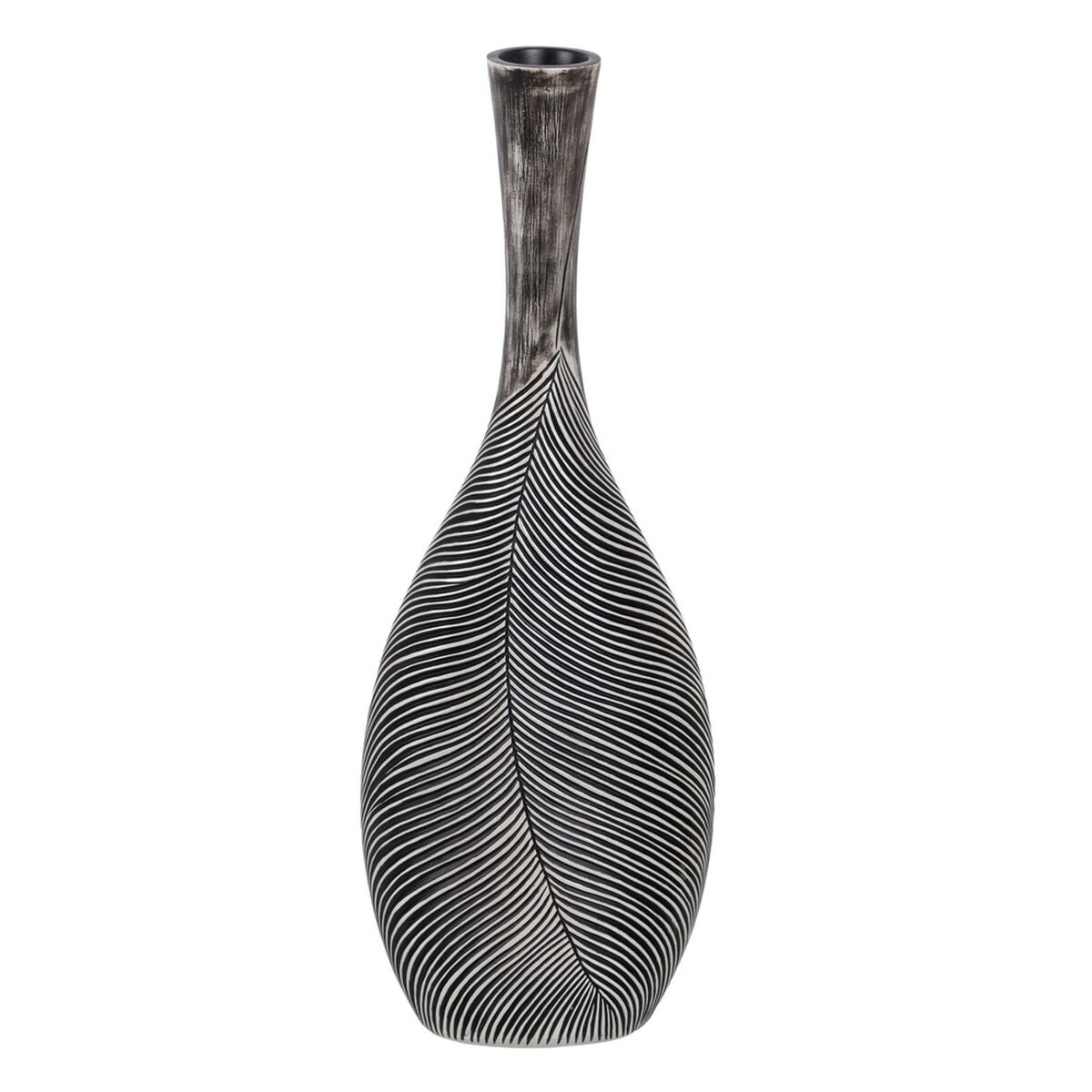 Vase Weiß Schwarz Polyesterharz 24 x 12,5 x 68 cm