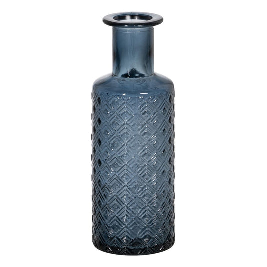 Blumenvase WE CARE Blau Recyceltes Glas 9 x 9 x 28 cm