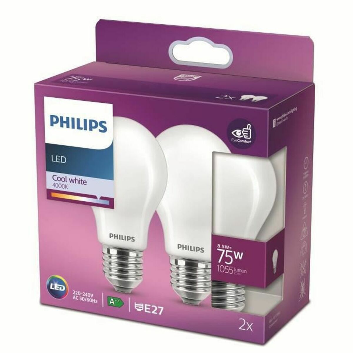 LED-Lampe Philips Equivalent 75 W E (4000 K) (2 Stück)