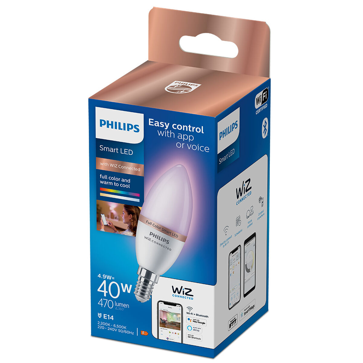 LED-Lampe Philips Wiz Full Colors F 40 W 4,9 W E14 470 lm (2200-6500 K)