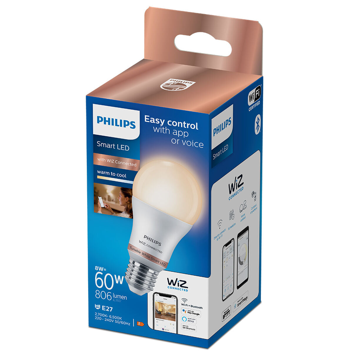 LED-Lampe Philips Wiz Standard Weiß F 8 W E27 806 lm (2700-6500 K)