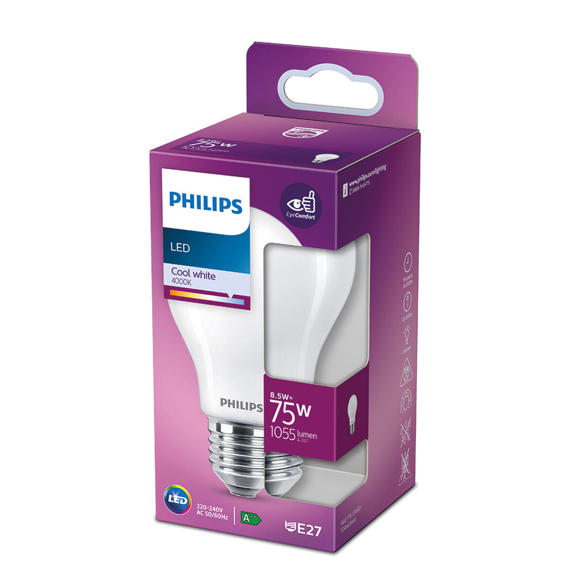 LED-Lampe Philips Standard E 8,5 W E27 1055 lm Ø 6 x 10,4 cm (4000 K)