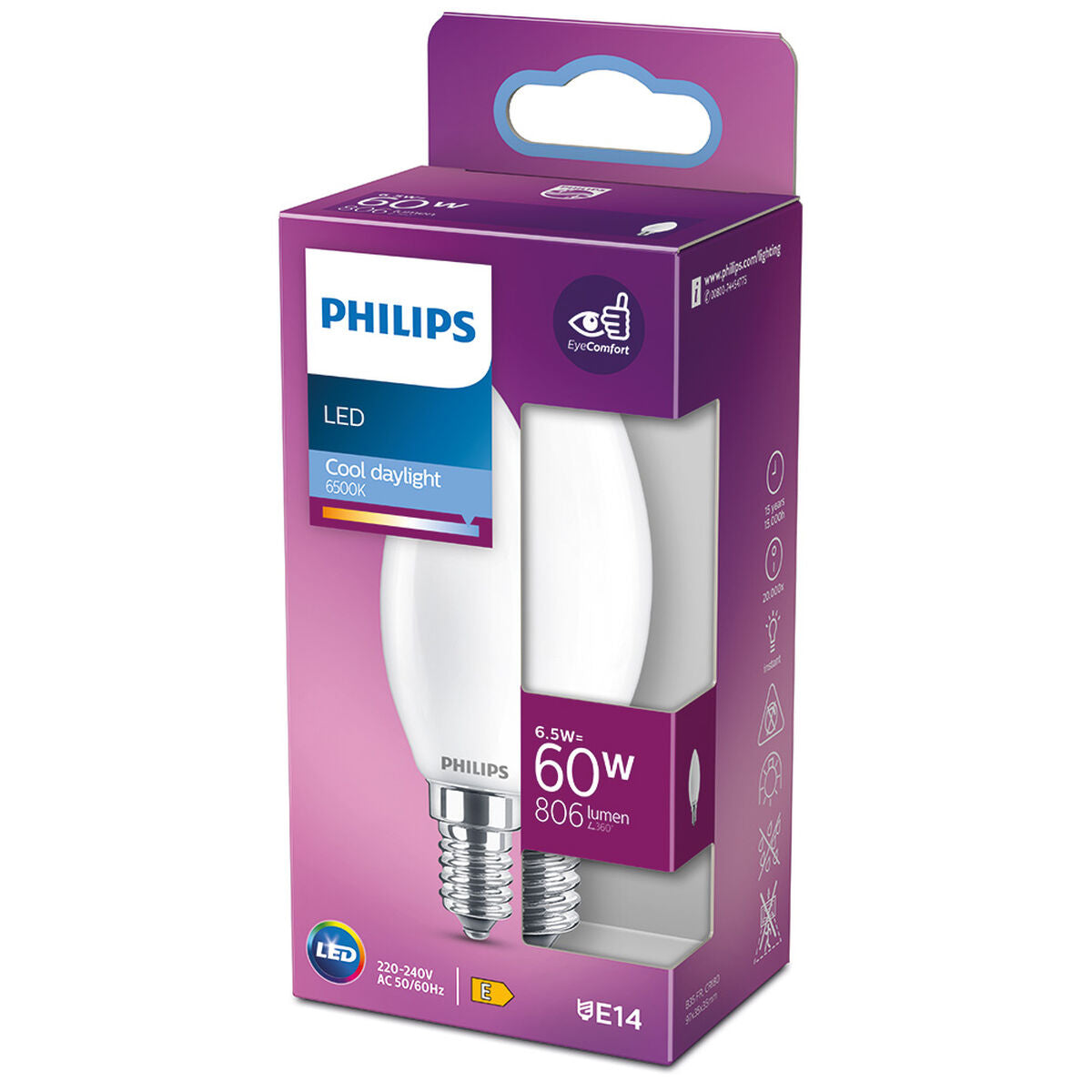 LED-Lampe Philips Kerze E 6,5 W E14 806 lm 3,5 x 9,7 cm (6500 K)