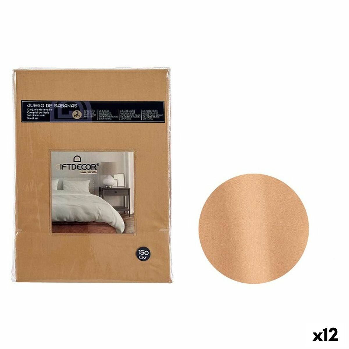 Bettwäsche-Set Doppelmatratze Beige (12 Stück)