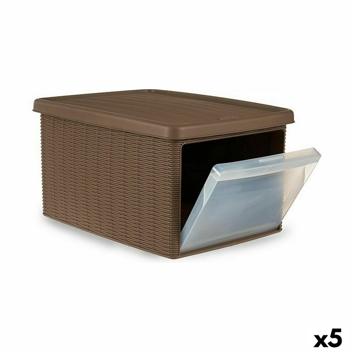 Aufbewahrungsbox mit Deckel Stefanplast Elegance Side Beige Kunststoff 29 x 21 x 39 cm (5 Stück)