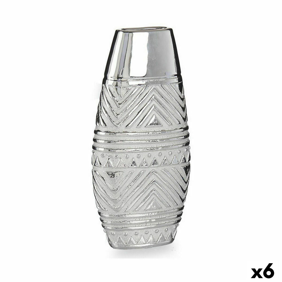 Vase Breite Silberfarben aus Keramik 7 x 29,5 x 14 cm (6 Stück)