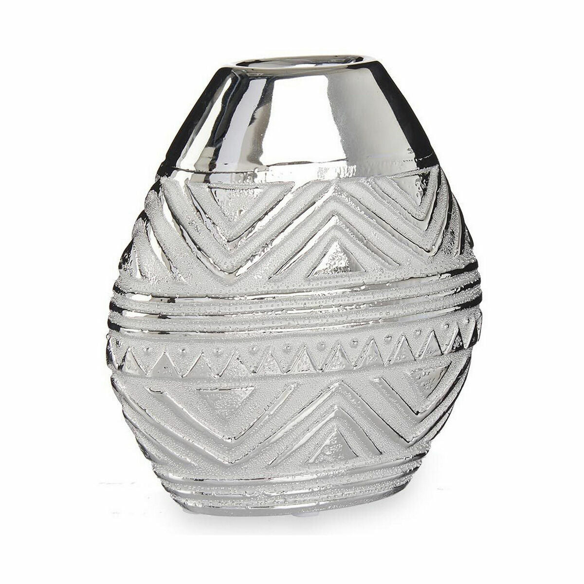 Vase Breite Silberfarben aus Keramik 8 x 19,5 x 17,5 cm (6 Stück)