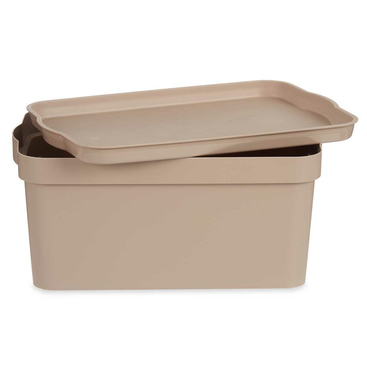 Aufbewahrungsbox mit Deckel Beige Kunststoff 7,5 L 21,5 x 14,5 x 32 cm (12 Stück)