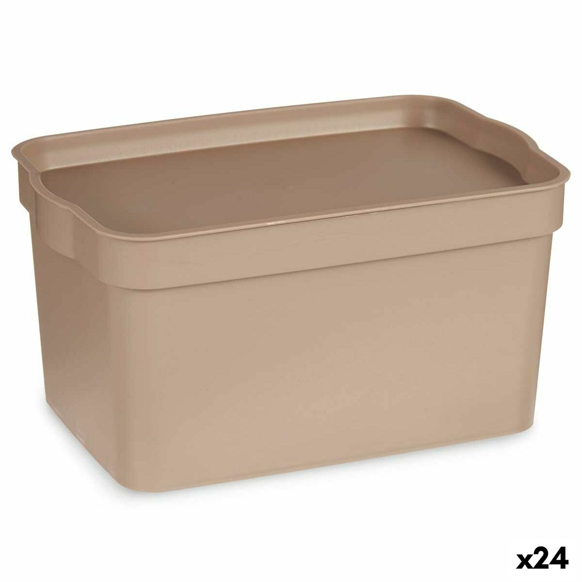 Aufbewahrungsbox mit Deckel Beige Kunststoff 2,3 L 13,5 x 11 x 20 cm (24 Stück)