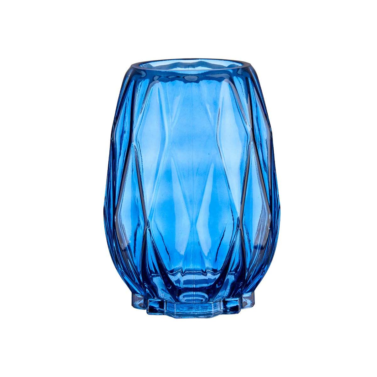 Vase Schnitzerei Rhombusse Blau Kristall 13,5 x 19 x 13,5 cm (6 Stück)