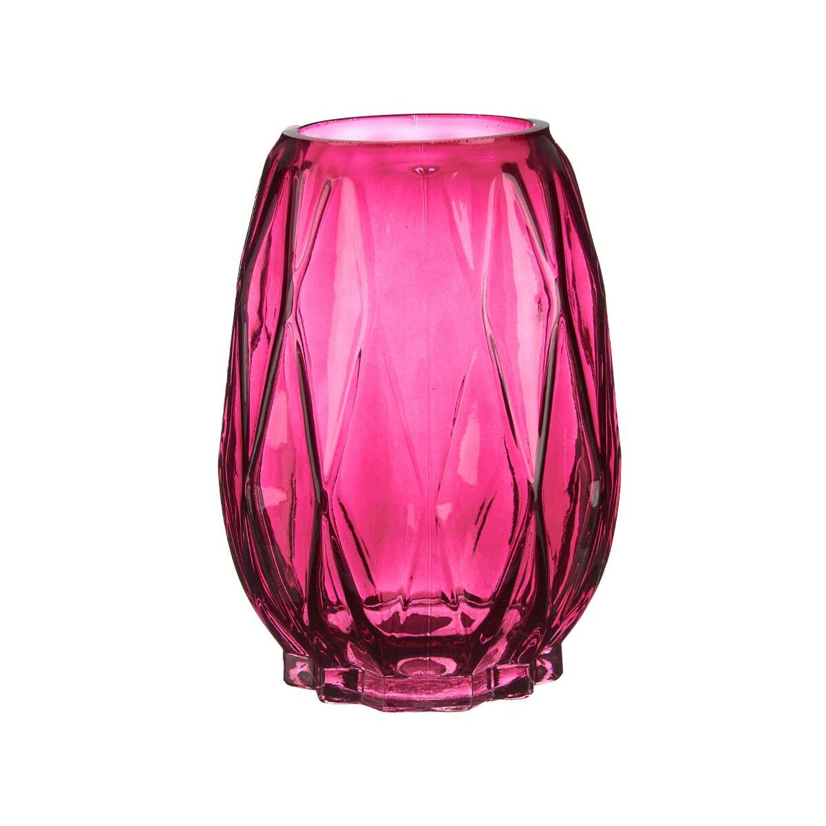 Vase Schnitzerei Rhombusse Rosa Kristall 13,5 x 19 x 13,5 cm (6 Stück)