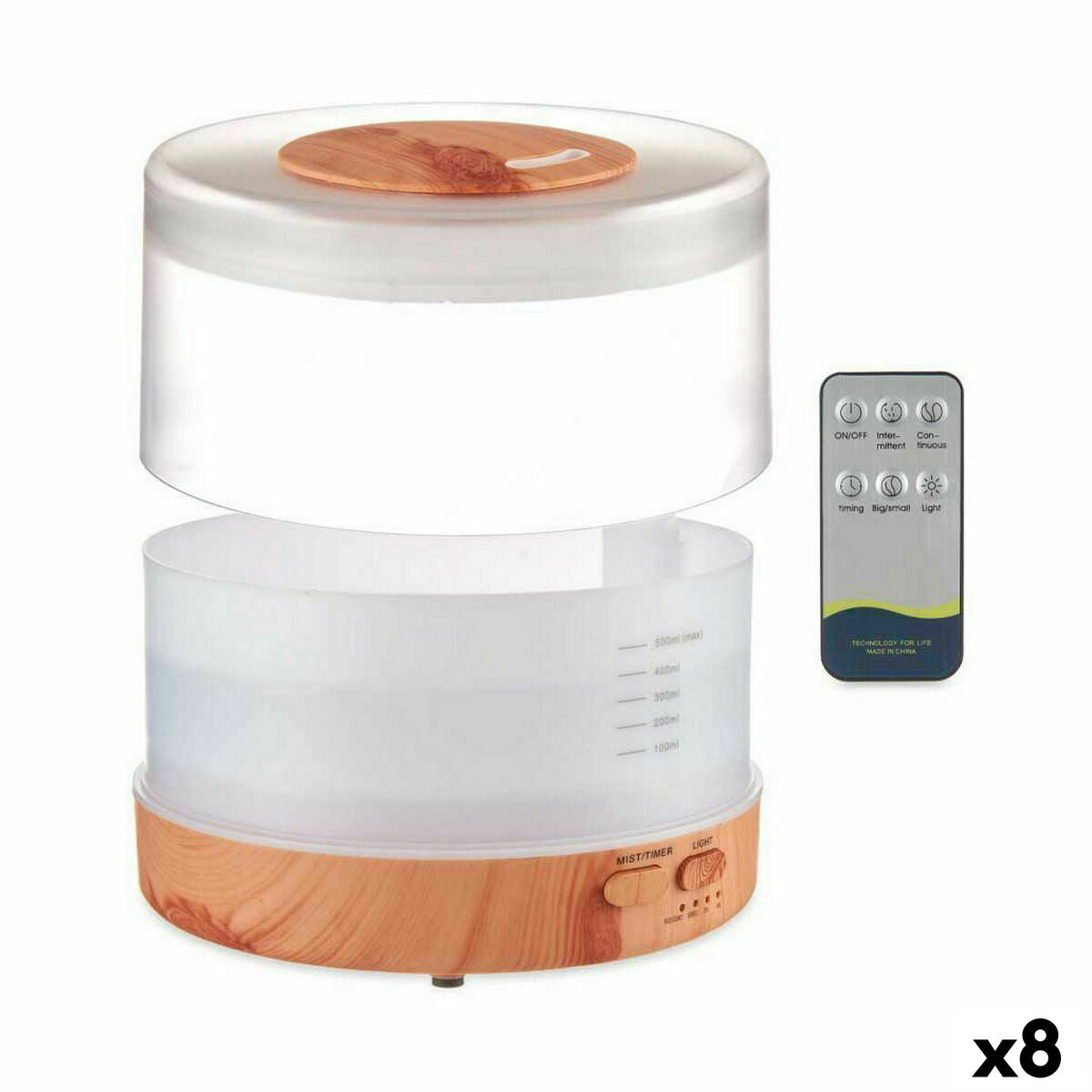 Luftbefeuchter Aroma Diffusor Multicolor-LED Weiß Braun 500 ml (8 Stück)