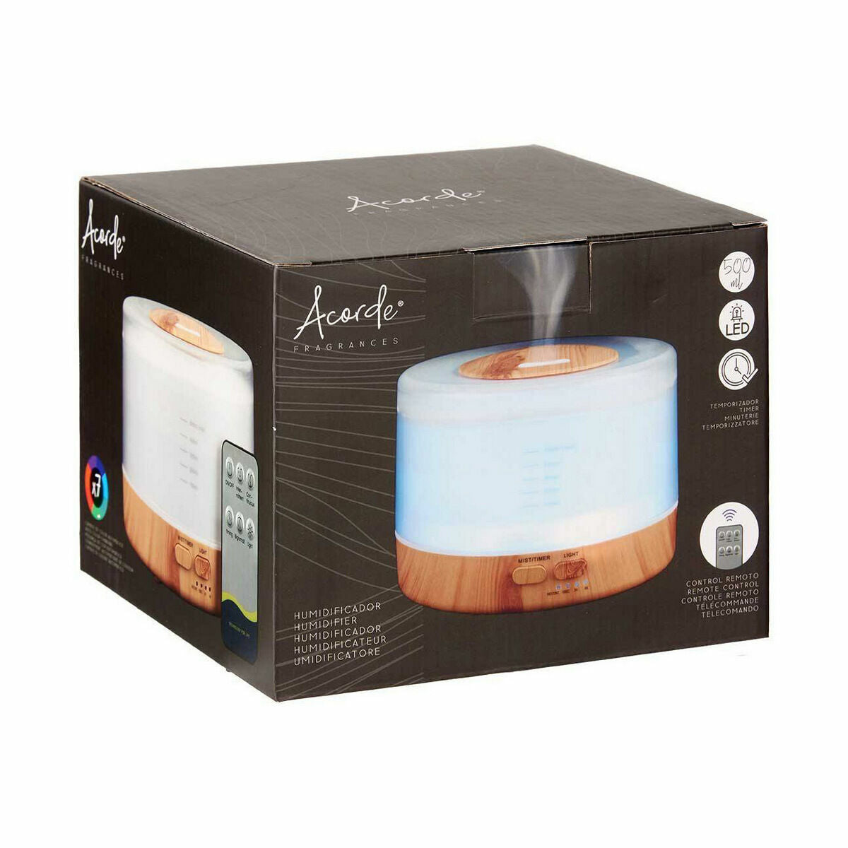 Luftbefeuchter Aroma Diffusor Multicolor-LED Weiß Braun 500 ml (8 Stück)