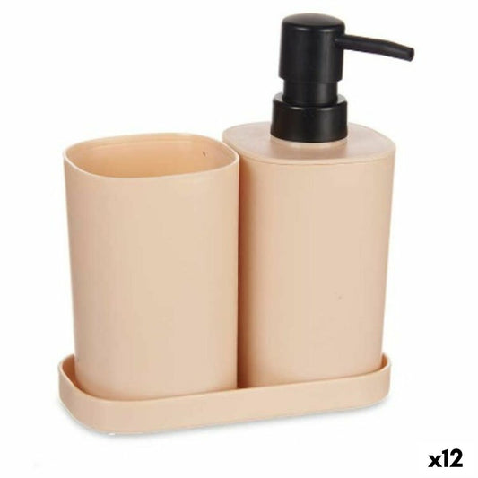 Badezimmer Set Schwarz Beige Polypropylen (12 Stück)