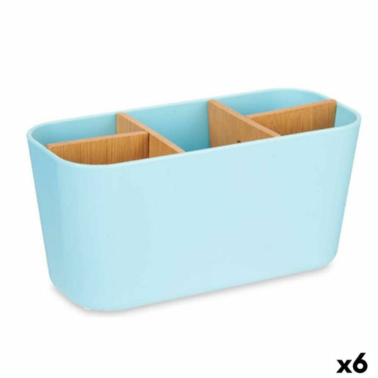 Zahnbürstenhalter Blau Bambus Polypropylen 21 x 10 x 9 cm (6 Stück)