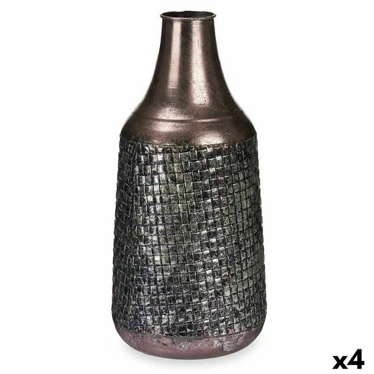 Vase Silberfarben Metall 21 x 44 x 21 cm (4 Stück) Mit Relief