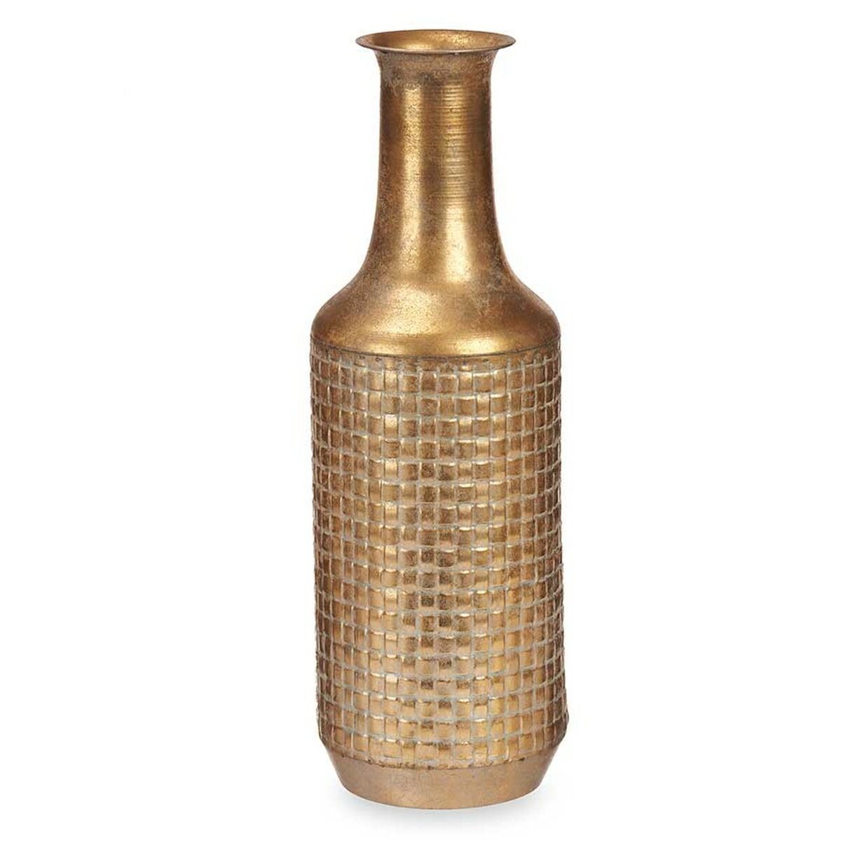 Vase Gold Metall 14 x 46 x 14 cm (4 Stück) Mit Relief