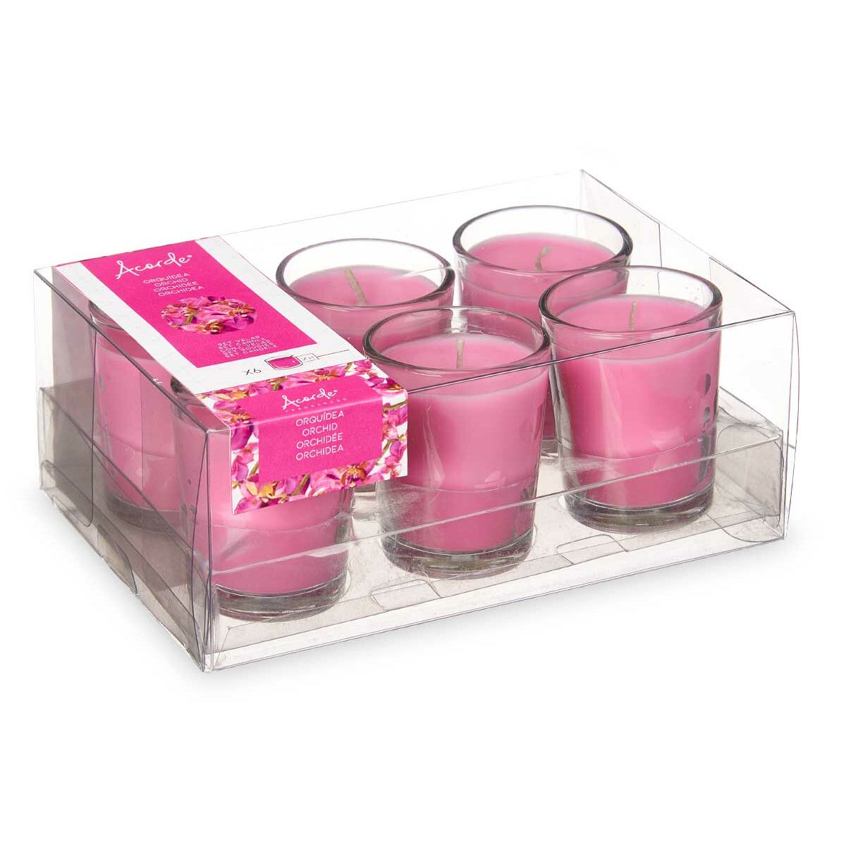 Parfümierte Kerzen-Set 16 x 6,5 x 11 cm (12 Stück) Trinkglas Orchidee