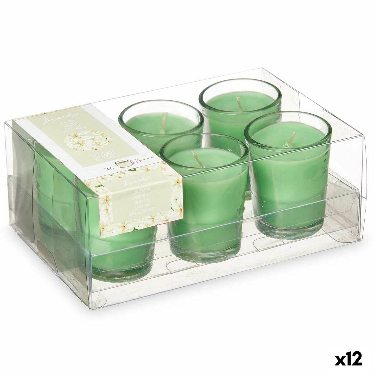 Parfümierte Kerzen-Set 16 x 6,5 x 11 cm (12 Stück) Trinkglas Jasmin