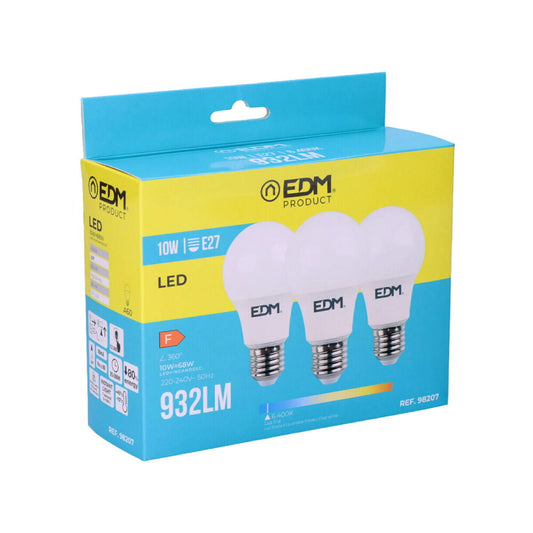 Packung mit 3 LED-Glühbirnen EDM F 10 W E27 810 Lm Ø 6 x 10,8 cm (6400 K)