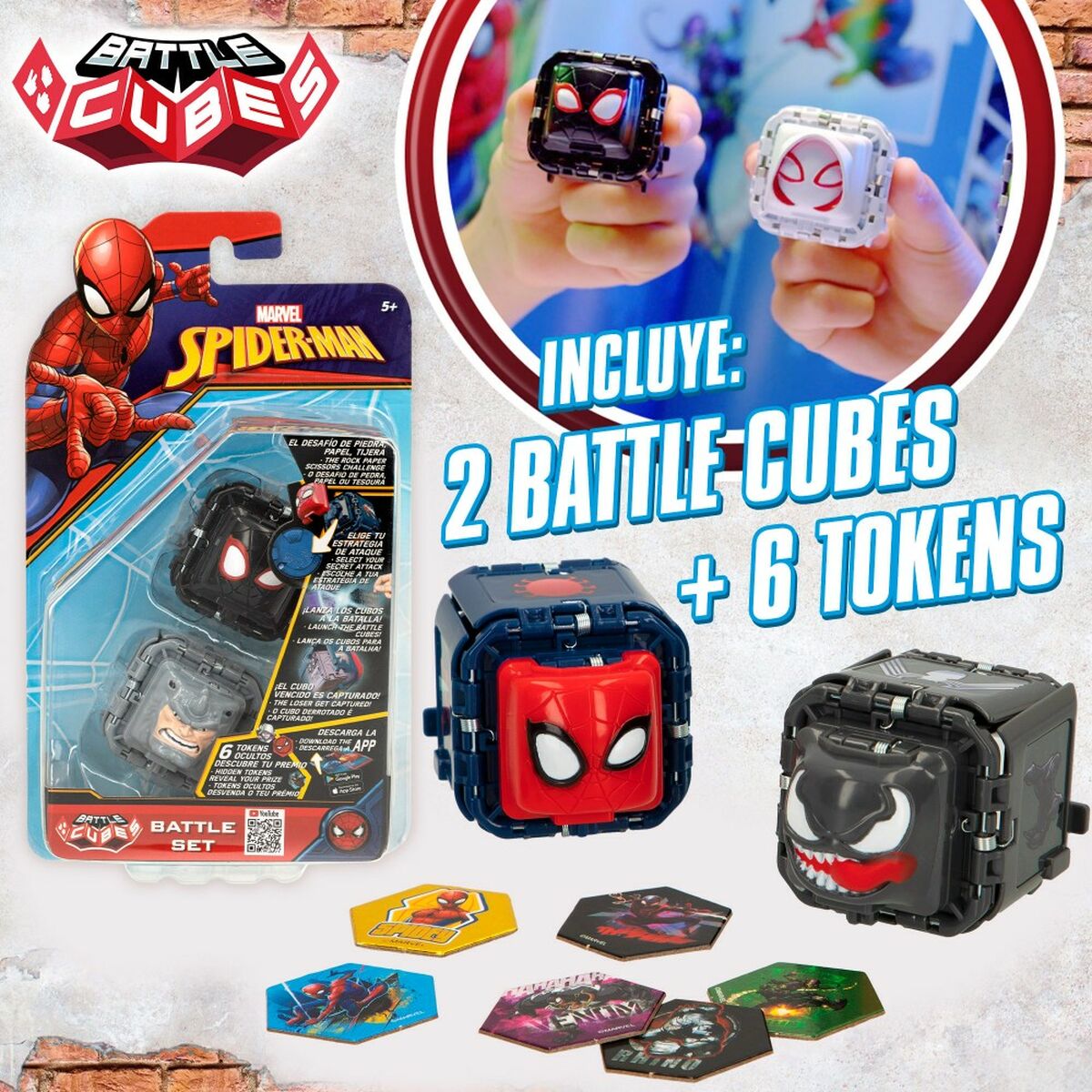 Geschicklichkeitsspiel Spider-Man Battle Cubes (12 Stück)