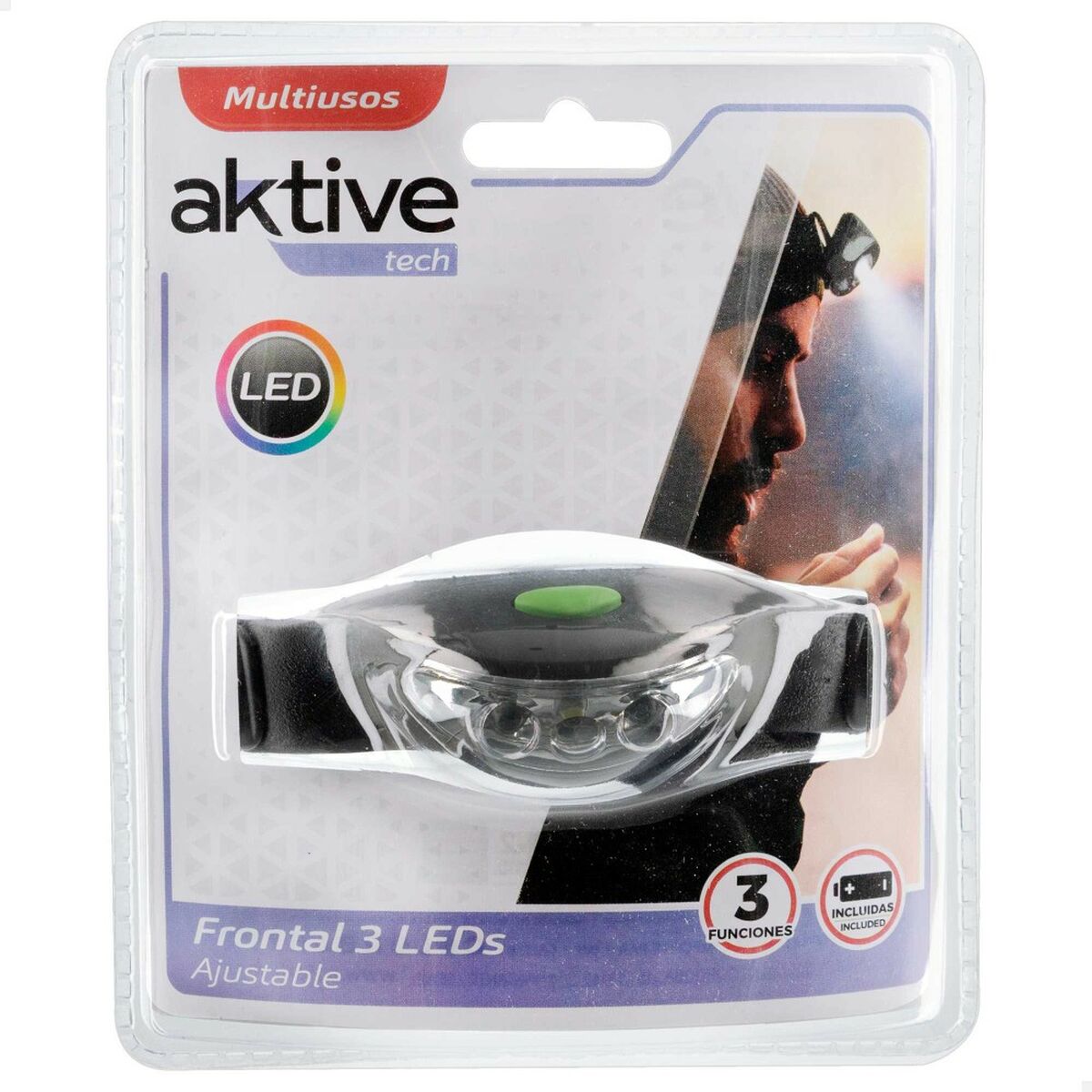 LED-Kopf-Taschenlampe Aktive Schwarz (24 Stück)