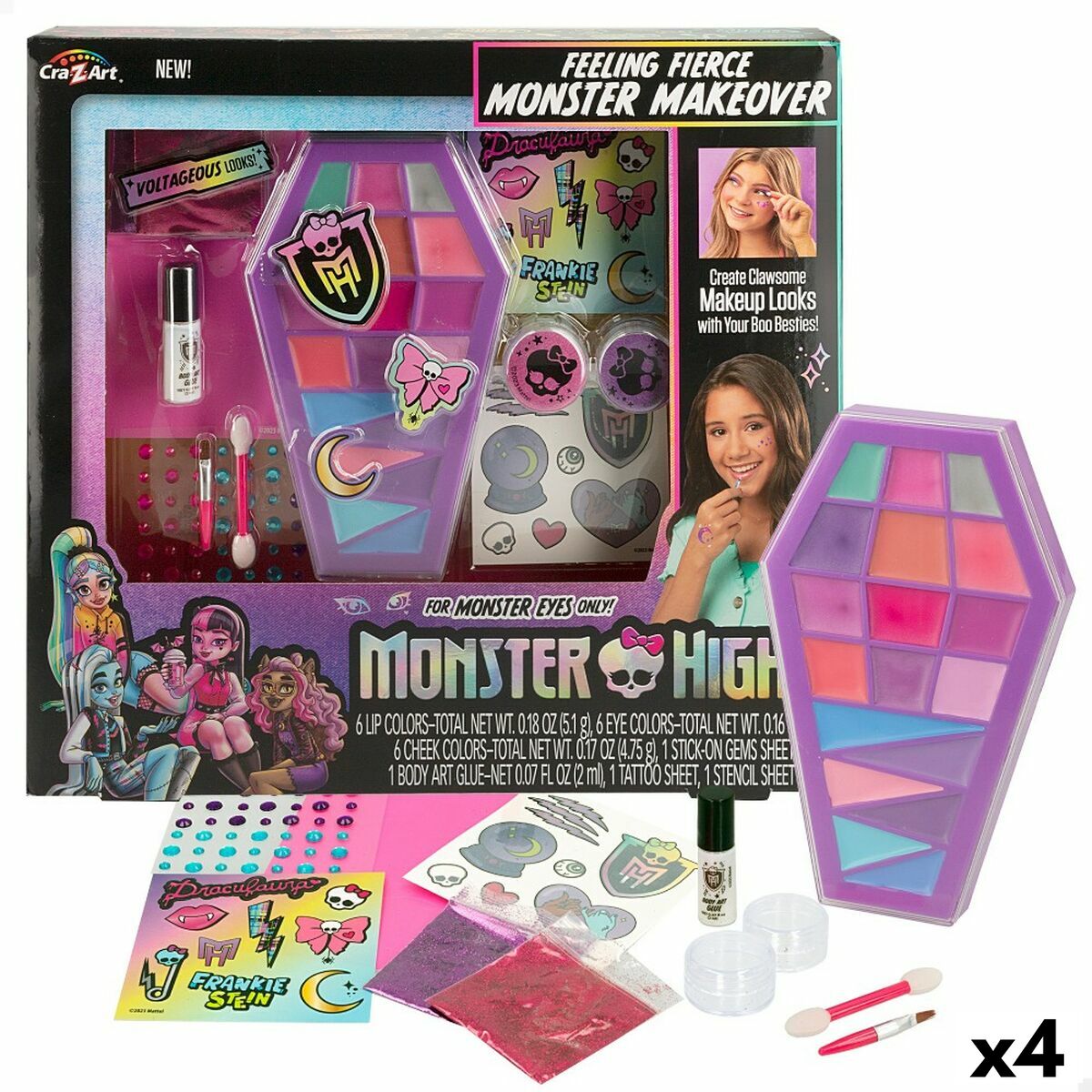 Schminkset für Kinder Monster High Feeling Fierce 10 x 2 x 16,5 cm 4 Stück