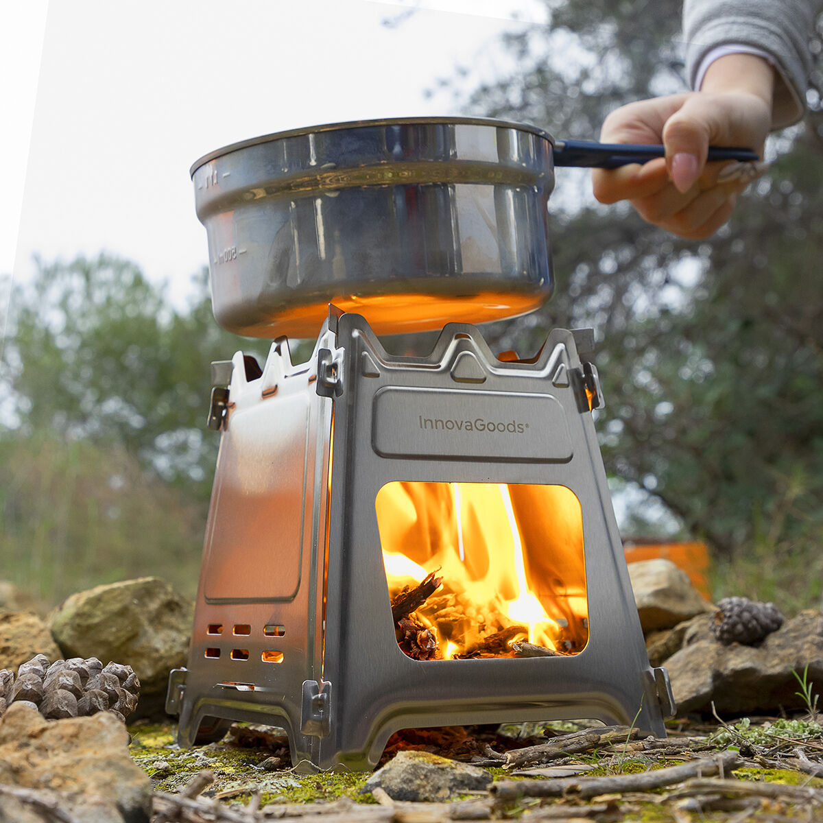 Zerlegbarer Campingkocher aus Stahl Flamet InnovaGoods